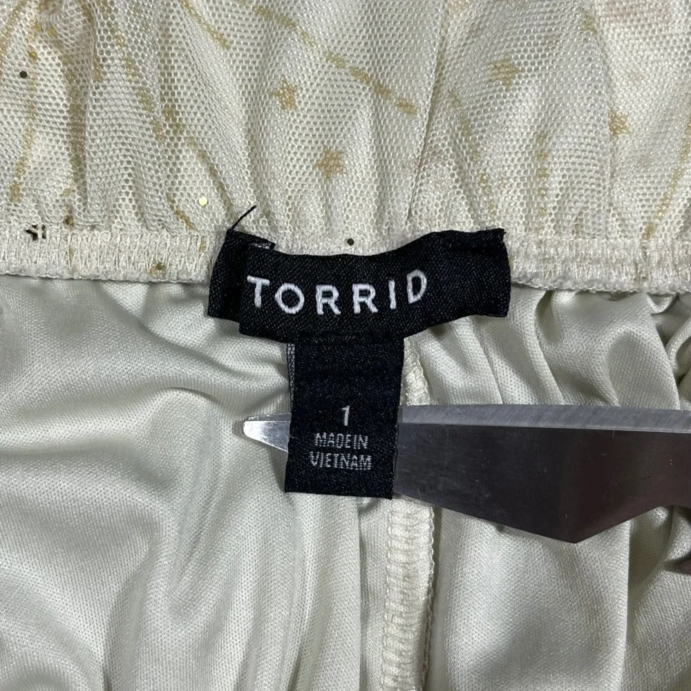Torrid Whimsigoth Celestial Gold Star Moon Mesh Midi Skirt Cream Womens 1X Boho